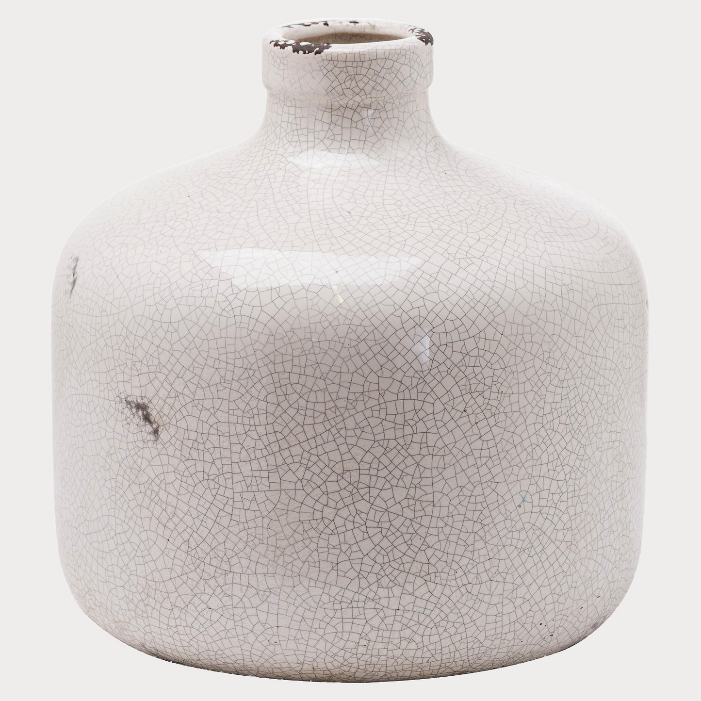 close up of the small crackled vase showcasing its shape and intricate design