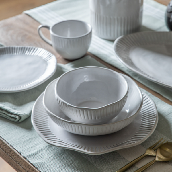 Close-up of Organic Ridged Dinner Plate showcasing its elegant design.