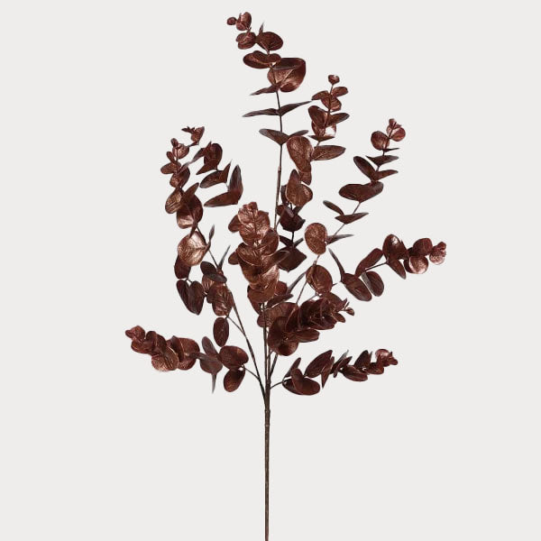 Close-up of Metallic Eucalyptus Leaves Stem showcasing its metallic accents and warm tones.
