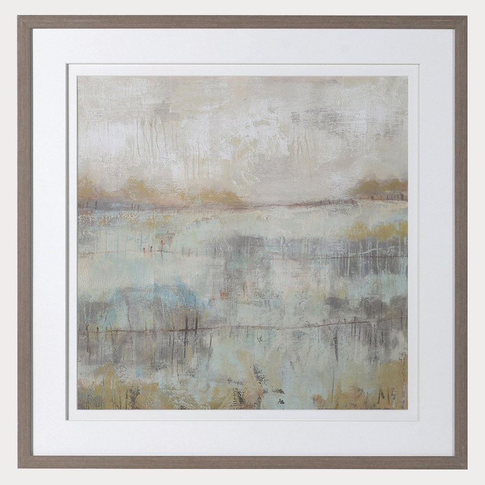 Close-up of 'Dusk is Falling' wall art showcasing detailed brushwork and color transitions.