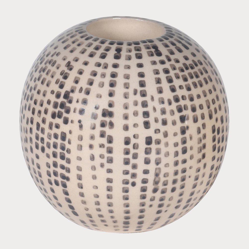 Close-up of Hand Painted Tealight Holder showcasing intricate artistic patterns.