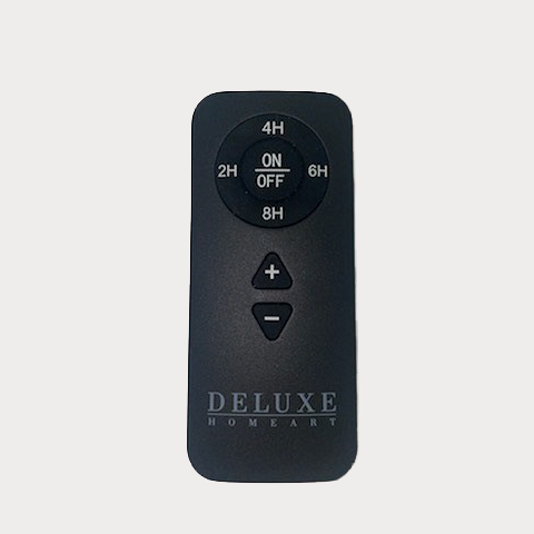 Close-up of LED Candle Remote Control buttons, including timer and brightness settings.