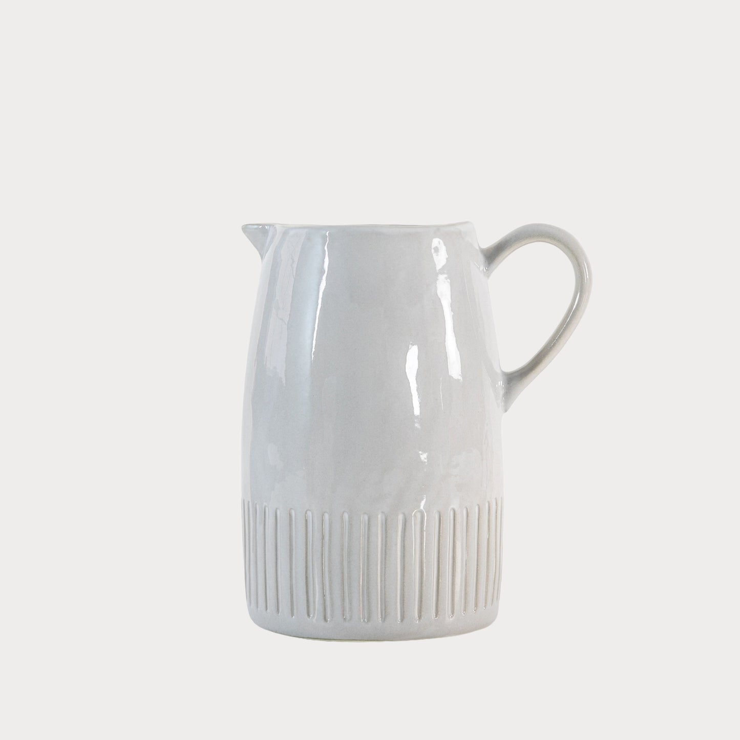 Close-up of Organic Ridged Pouring Jug showcasing its textured ceramic design.