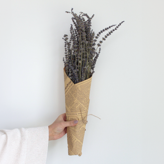 side view of the lavender bunch showcasing its size