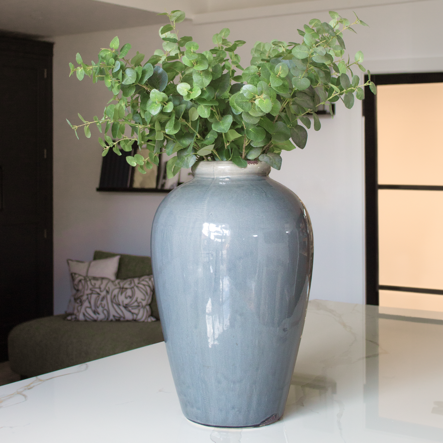 Blue Toned Glazed Decorative Vase with a captivating blue-toned glaze, available at Clarkson Lee Lifestyle.