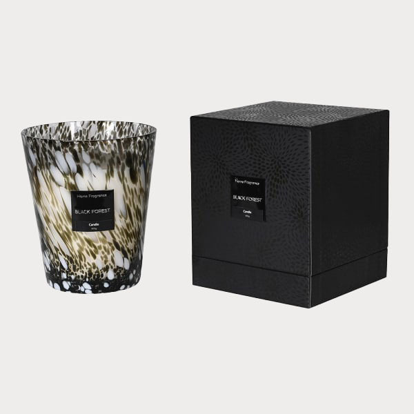 Speckled Glass Candle packaged in an elegant box, ready for gifting.