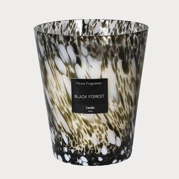Close-up of Speckled Glass Candle showcasing intricate glass design.