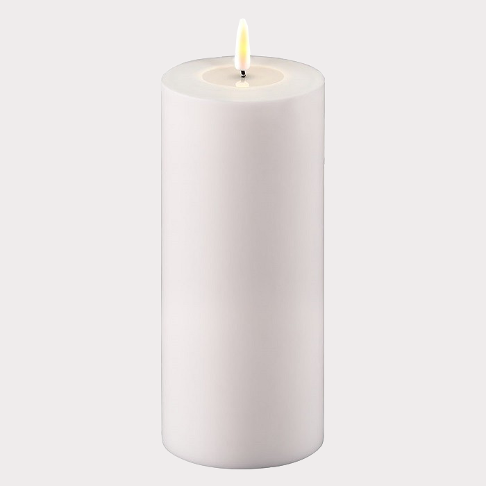 Close-up of Indoor & Outdoor LED Candle showcasing realistic flame effect.