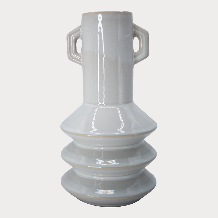 Close-up of the White Abstract Vase showcasing its unique abstract design and smooth ceramic finish.