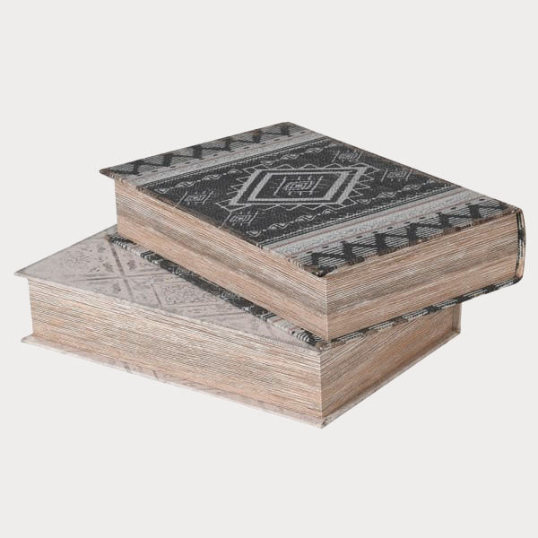pair of linen books stacked ontop of eachother