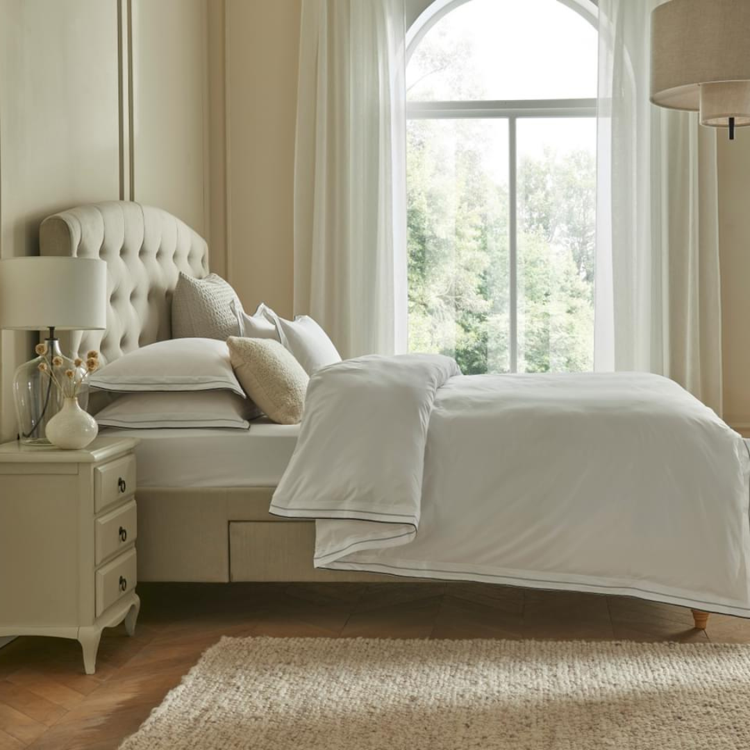 Super King Duvet Cover from the Luxury Cotton Percale Bedding Set styled in a modern bedroom.
