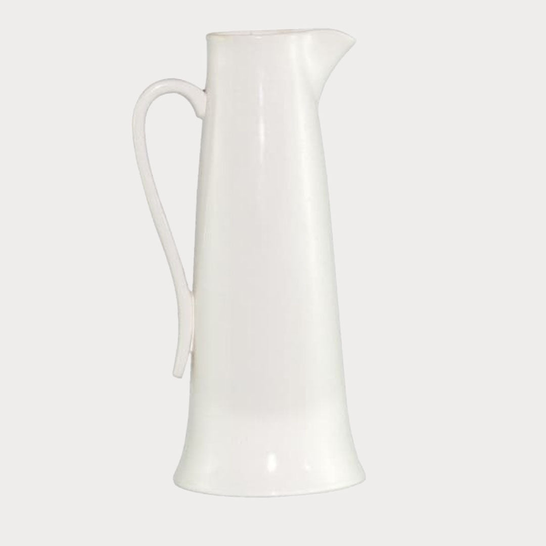 Close-up of Ivory Ceramic Jug showcasing its smooth glaze and handcrafted details.