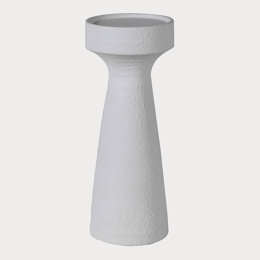 Close-up of Plaster Effect Candle Holder showcasing its textured plaster-like finish.