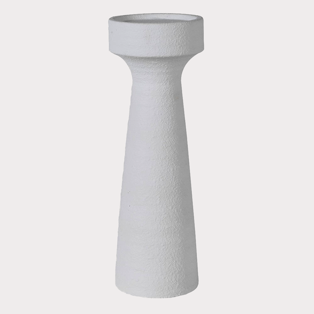 Plaster Effect Candle Holder placed on a mantelpiece, enhancing home decor.