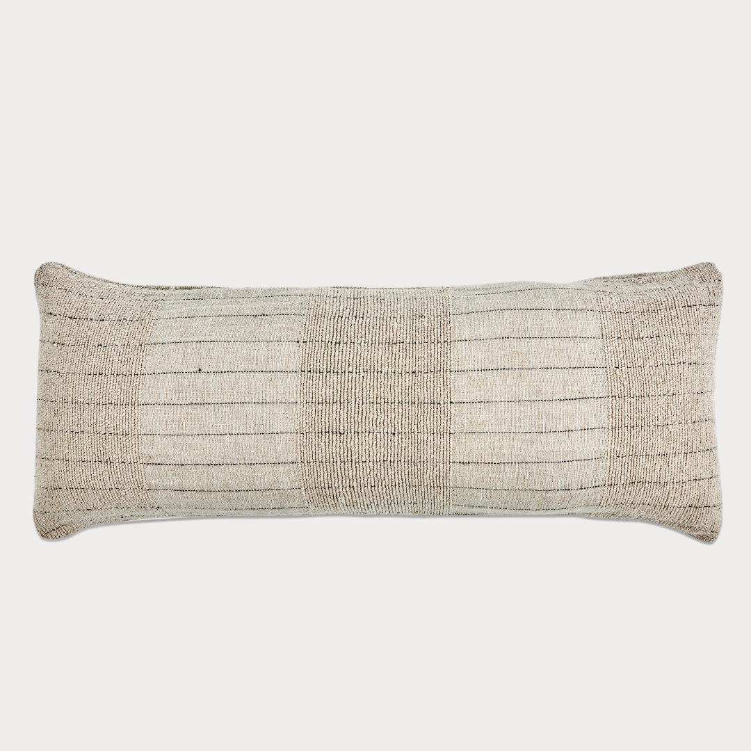 side view of rectangle cushion showcasing its intricate design