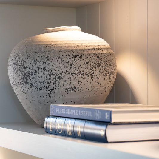 Stone Finished Vase with a neutral color palette and stone-inspired finish, available at Clarkson Lee Lifestyle.