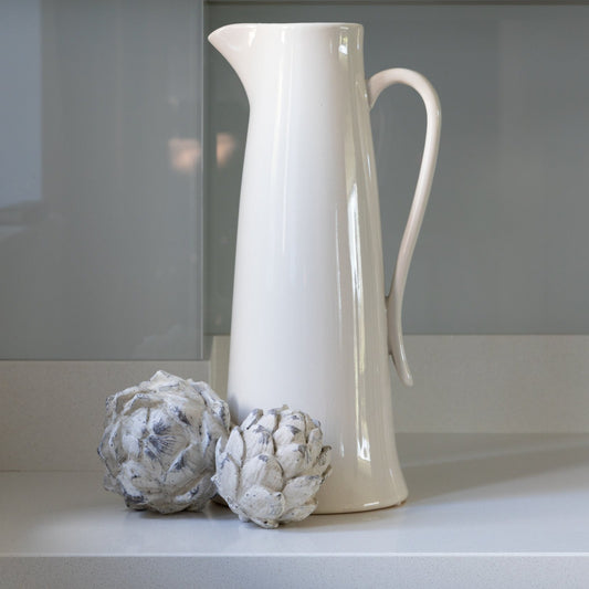 Handcrafted Ivory Ceramic Jug with elegant design, available at Clarkson Lee Lifestyle.