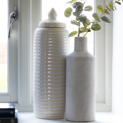 Elegant Ribbed Glass Jar with Lid from Clarkson Lee Lifestyle.