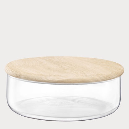 side profile of the glass bowl container showcasing its design