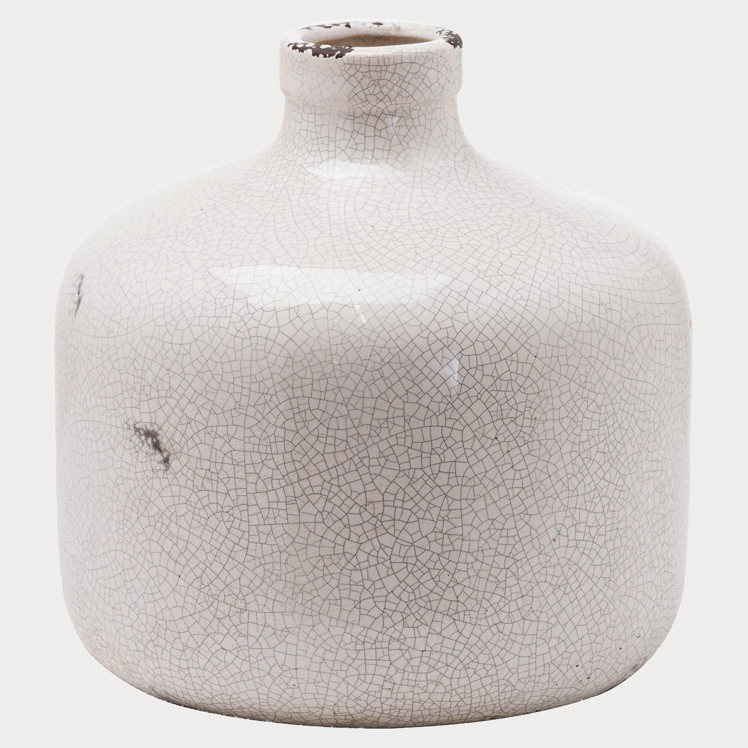 close up of the small crackled vase showcasing its shape and intricate design