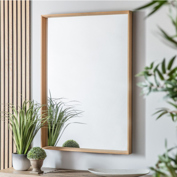 Oak Wall Mirror with solid wood frame, available at Clarkson Lee Lifestyle.