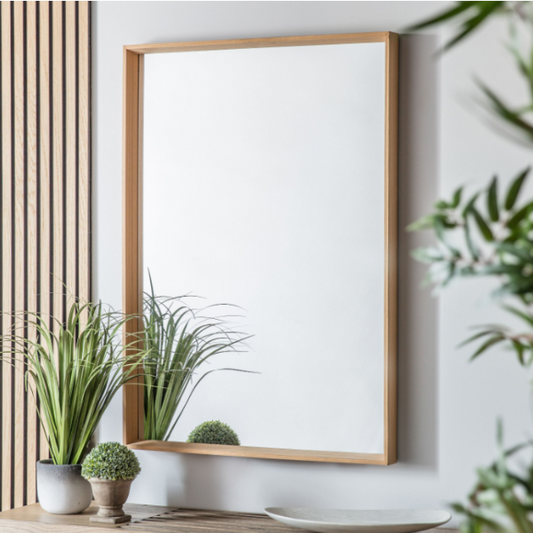 Oak Wall Mirror with solid wood frame, available at Clarkson Lee Lifestyle.
