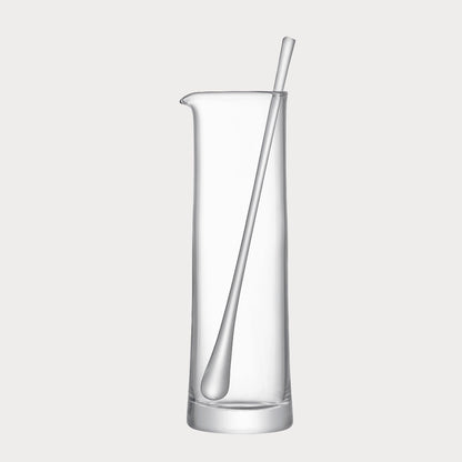 Side view of the cocktail jug highlighting its sleek silhouette and glass stirrer.