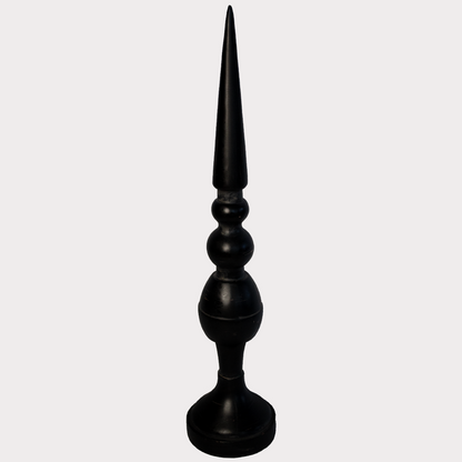 Close-up of Sleek Black Finial Ornament highlighting its intricate design and smooth finish.