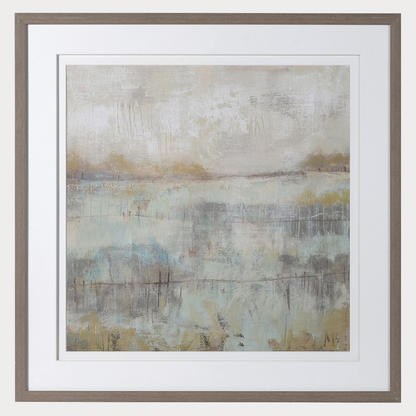 Close-up of 'Dusk is Falling' wall art showcasing detailed brushwork and color transitions.