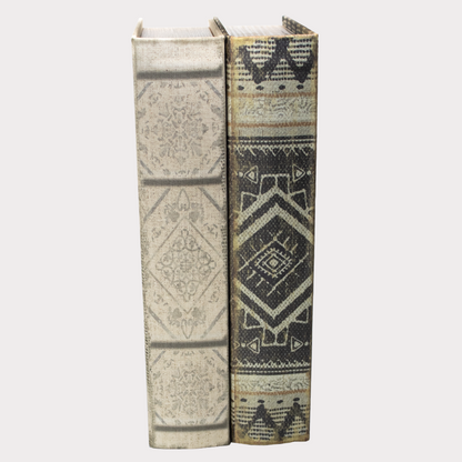 side profile of linen book boxes showcasing the design