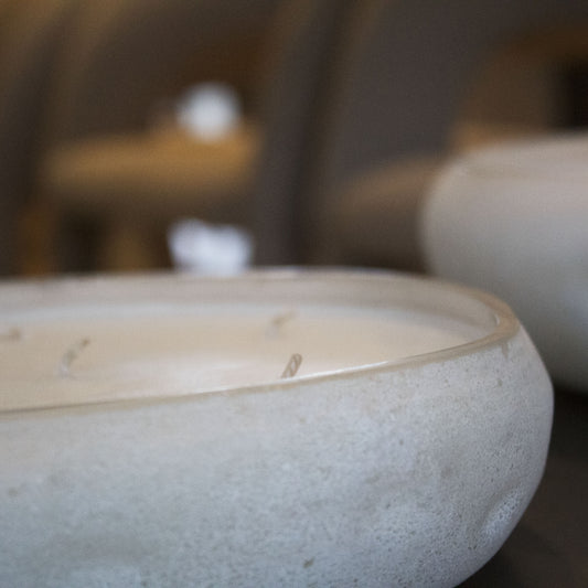 Sea Salt Scented Candle in elegant glass jar, available at Clarkson Lee Lifestyle.