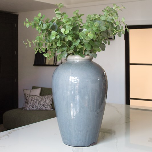 Blue Toned Glazed Decorative Vase with a captivating blue-toned glaze, available at Clarkson Lee Lifestyle.