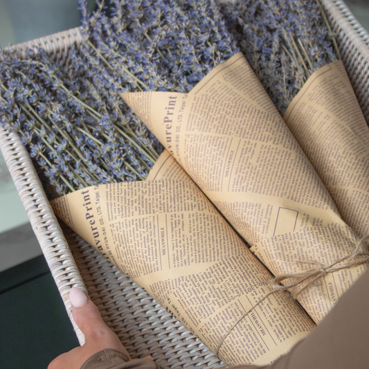 Paper Wrapped Lavender Bunch emitting a subtle fragrance, available at Clarkson Lee Lifestyle.