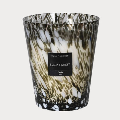 Close-up of Speckled Glass Candle showcasing intricate glass design.