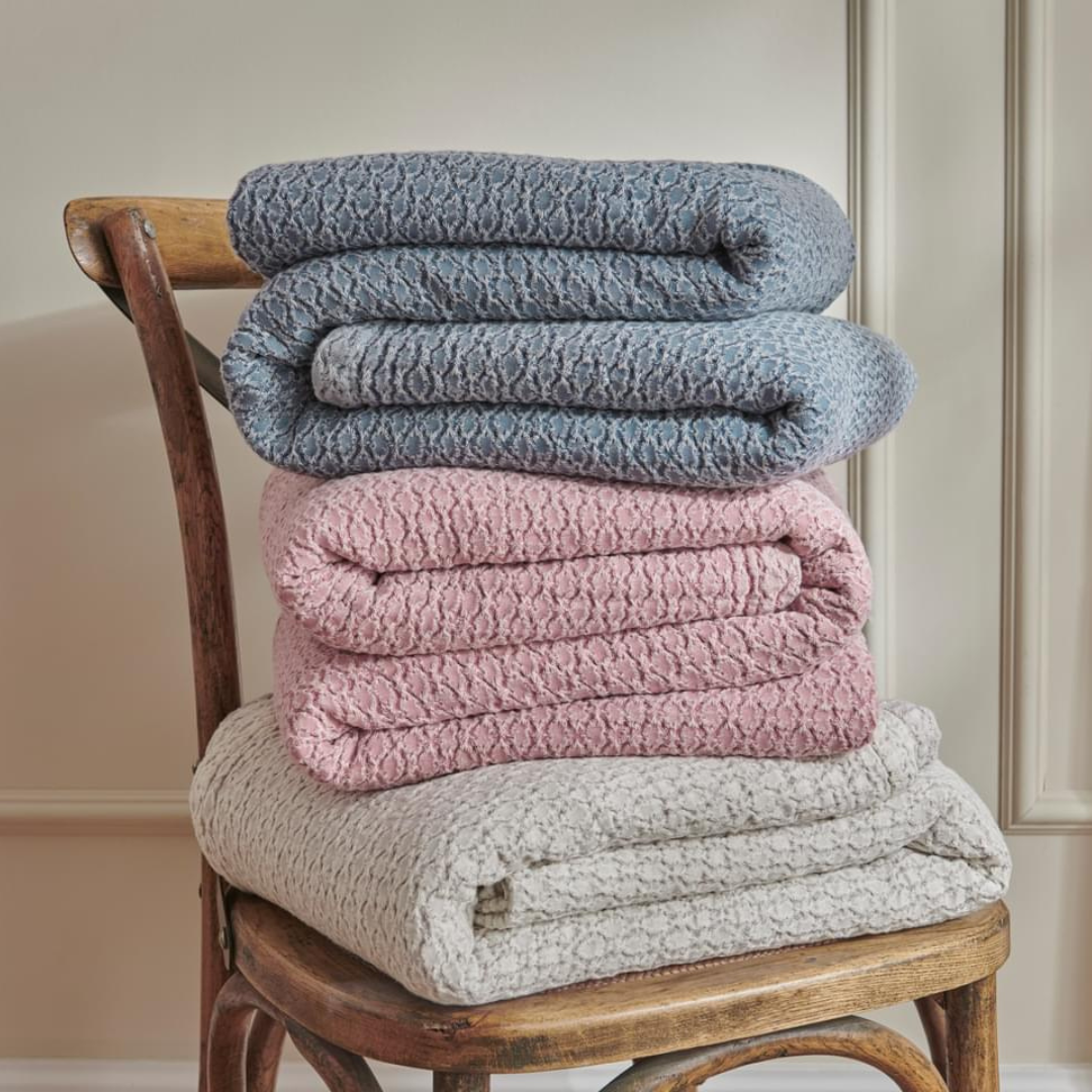 Close-up of the Stonewash Finished Throw in Stone color, highlighting its soft texture and subtle hue.