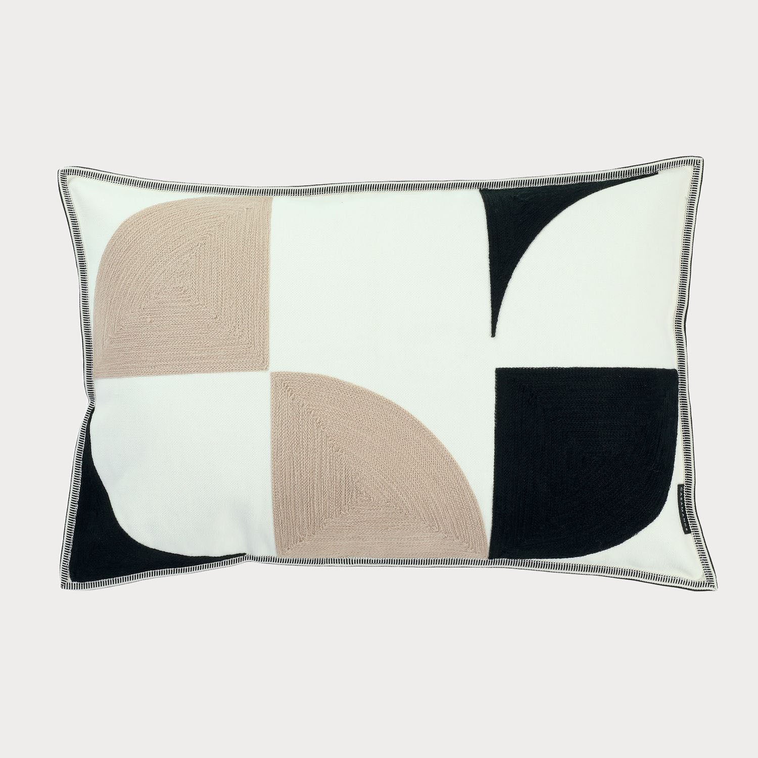 Side view of the cushion highlighting the detailed embroidery and quality craftsmanship.