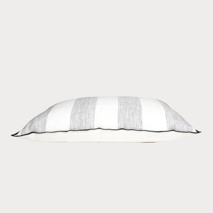 Side view of the cushion highlighting its texture and classic stripe pattern.