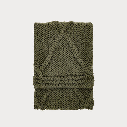 Close-up of the Knitted Diamond Throw showcasing its classic diamond pattern.
